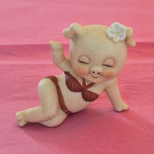 Enesco Pig Sexy Bikini Bathing Beauty Porcelain Figurine Anthropomorphic VTG